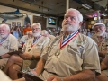 Former winners of the Hemingway Look-Alike contest, including Tom Grizzard, third from right, evaluate 2018 entrants Thursday, July 19, 2018, at Sloppy Joe's Bar in Key West, Fla. The competition, that has attracted about 150 entrants, is part of the island city's annual Hemingway Days Festival that pays homage to Ernest Hemingway who lived and wrote in Key West in the 1930s. FOR EDITORIAL USE ONLY (Andy Newman/Florida Keys News Bureau/HO)