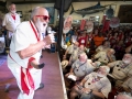 =Pat Lanier, with a fake bull horn protruding from his side, explains to the judges why he should be chosen the winner of the 2018 Hemingway Look-Alike Contest late Saturday, July 21, 2018, at Sloppy Joe's Bar in Key West, Fla. The highlight event of the island city's annual Hemingway Days festival attracted 151 men who vied for the coveted title. Ernest Hemingway lived and wrote in Key West during much of the 1930s. One of Hemingway's most famous books was about the art of bullfighting. FOR EDITORIAL USE ONLY (Andy Newman/Florida Keys News Bureau/HO)