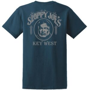 Blue men's t-shirt with sloppy joe's key west classic back logo, 100% cotton
