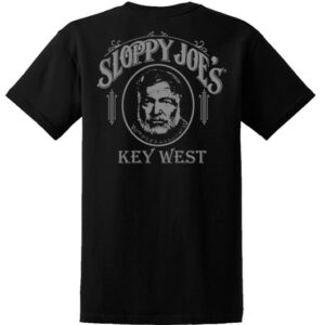 Classic back short sleeve black t-shirt with sloppy joe's key west back graphic, men's sizes m–5xl