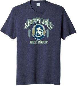 Sloppy joe's key west navy heather t-shirt with bearded man graphic