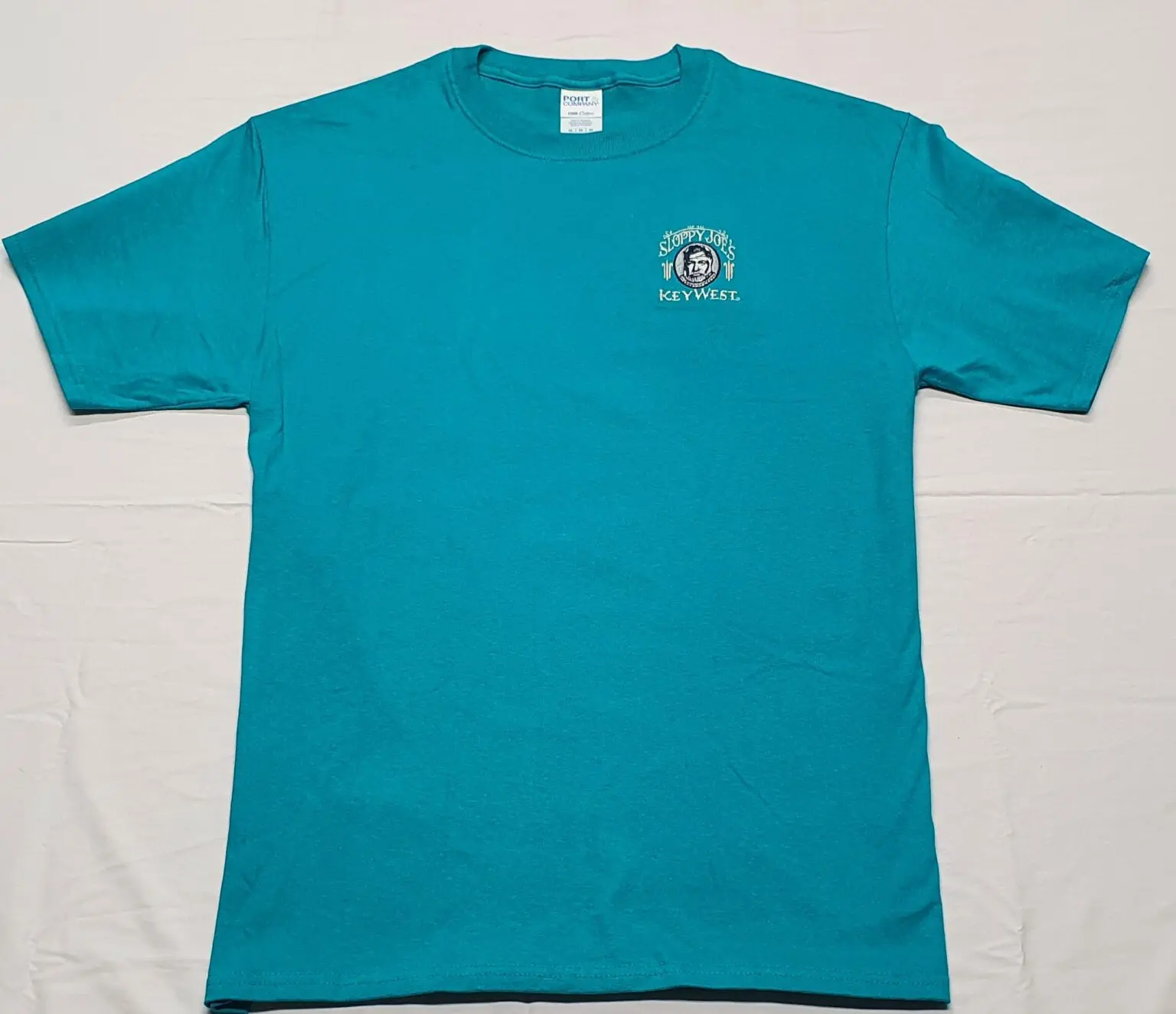 Classic Logo Embroidered T-shirt Bright Aqua | Sloppy Joe's Bar | Key