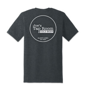Heather grey t-shirt back with joe’s tap room logo, sloppy joe’s key west