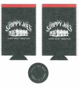 Sloppy joe's bar neoprene slim can coolie, black with red trim, item 5183 souvenir.