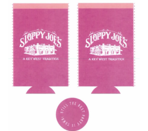 Sloppy joe's hot pink neoprene slim can coolie for skinny cans, key west souvenir
