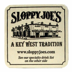 Sloppy joe's bar key west coasters, 20-piece disposable set, logo and drink menu, item 126