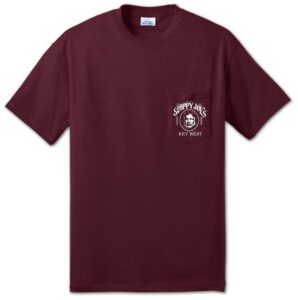 Sloppy joe's key west classic logo pocket t-shirt, athletic maroon, front view