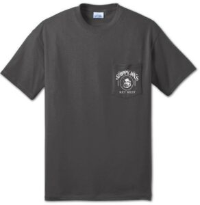 Sloppy joe's bar men's classic logo pocket t-shirt in charcoal, short-sleeve front view
