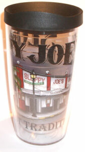 Sloppy joe's 16 oz tervis clear tumbler with black lid, item #2304 souvenir, made in usa