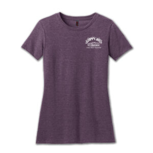 Eggplant women's t-shirt with sloppy joe's key west building logo front