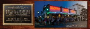 Sloppy joe's bar key west souvenir book cover with neon facade and plaque