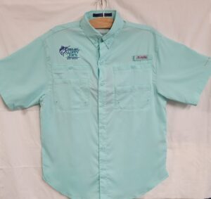 Columbia fishing shirt pfg tamiami ii, short sleeve gulf stream aqua with sloppy joe’s key west logo