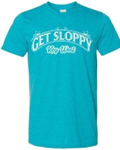 Get sloppy key west t-shirt in galapogos teal, front view