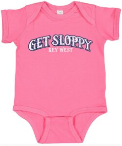 Pink infant onesie get sloppy key west by sloppy joe's, snap closure