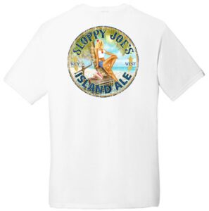 White sloppy joe's island ale men's t-shirt with large back logo, key west graphic
