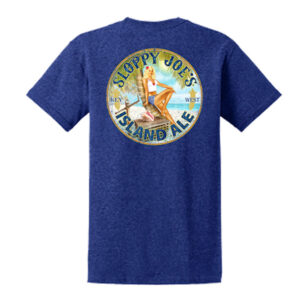Sloppy joe's island ale tee back graphic, key west, blue gildan