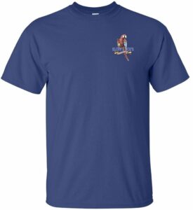 Men's metro blue no problem vintage parrot tee with small chest logo by sloppy joe's bar