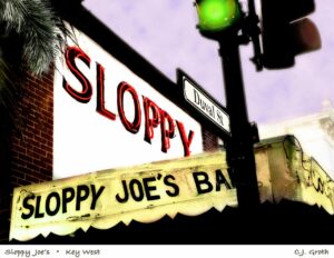 Sloppy joe's bar neon sign at duval st, key west—cj groth matted art print