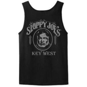 Classic men's black tank top with sloppy joe's key west logo