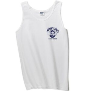 Men's classic white tank top with sloppy joe's bar key west logo